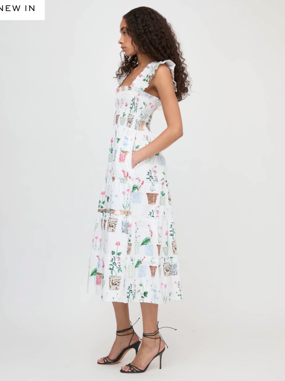 Hill House Home The Ellie Nap Dress in Flower Pots White Multi Large - Picture 4 of 5